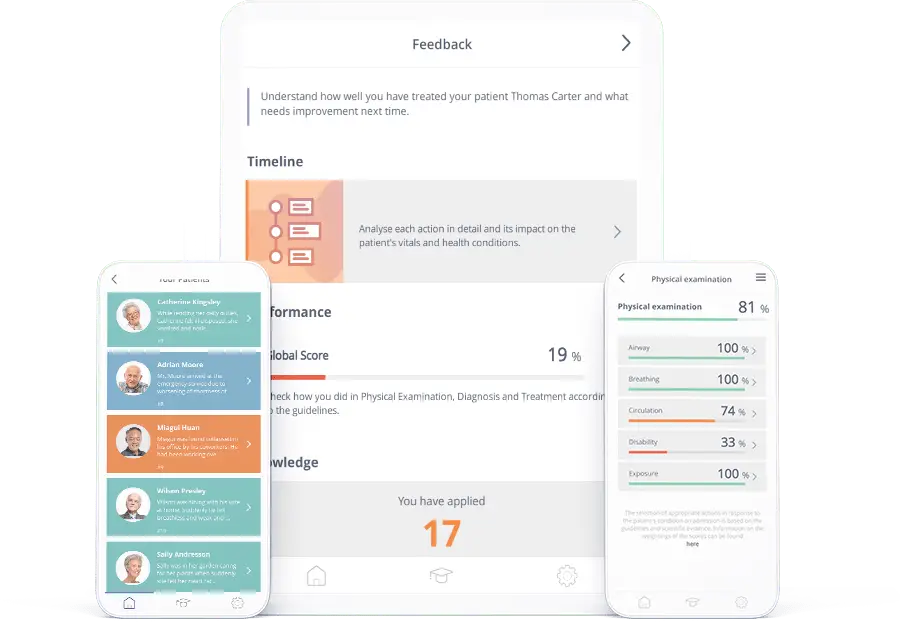 Body interact medical simulator main page with cases