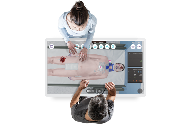 Body Interact table with students practicing as a team