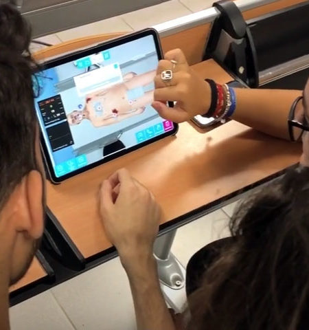 Medical Students from Universita Di Pavia trying the medical simulator