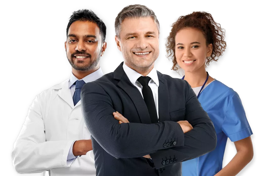 doctor, nurse, pharma and sales representative