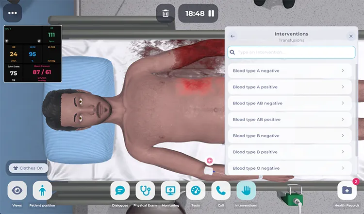Virtual Patient Simulation with Real-Time Physiology